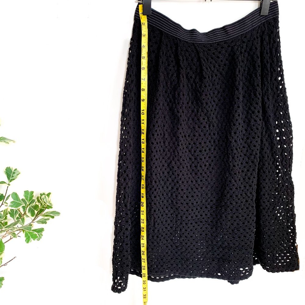 anthropologie weston black eyelet midi skirt L - Picture 4 of 8